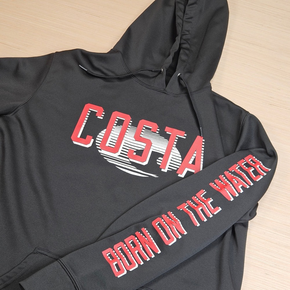 Costa Hoodie Mens S Black Born On The Water Graphic Performance Pullover